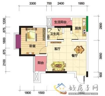 1室2厅1卫0厨 